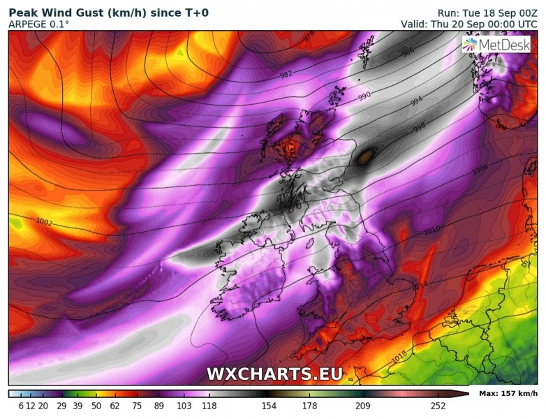tempesta di vento ali regno unito irlanda 20 settembre