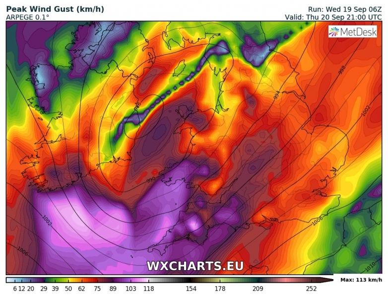 tempesta di vento regno unito irlanda 20 settembre venti massimi 4
