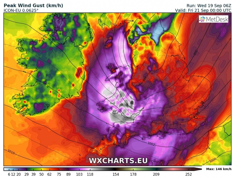 tempesta di vento regno unito irlanda 20 settembre venti massimi 5