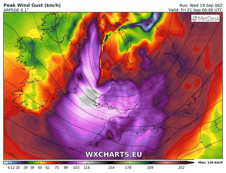 tempesta di vento regno unito irlanda 20 settembre venti massimi 6
