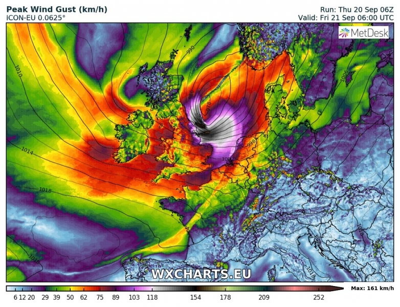 tempesta di vento regno unito irlanda 21 settembre venti massimi 6