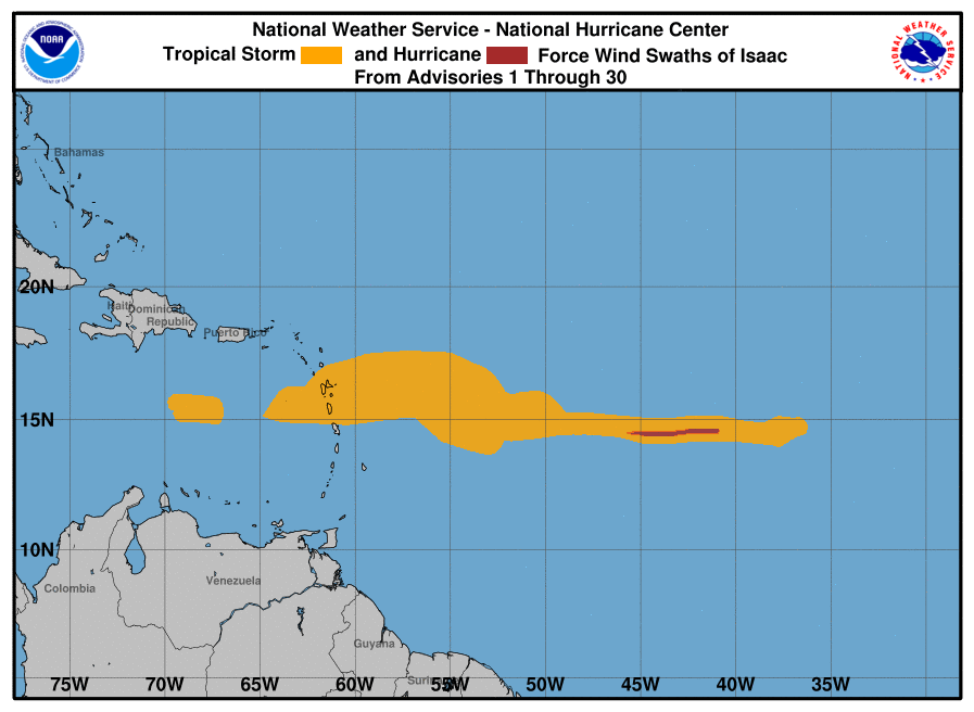 tempesta tropicale isaac storia venti