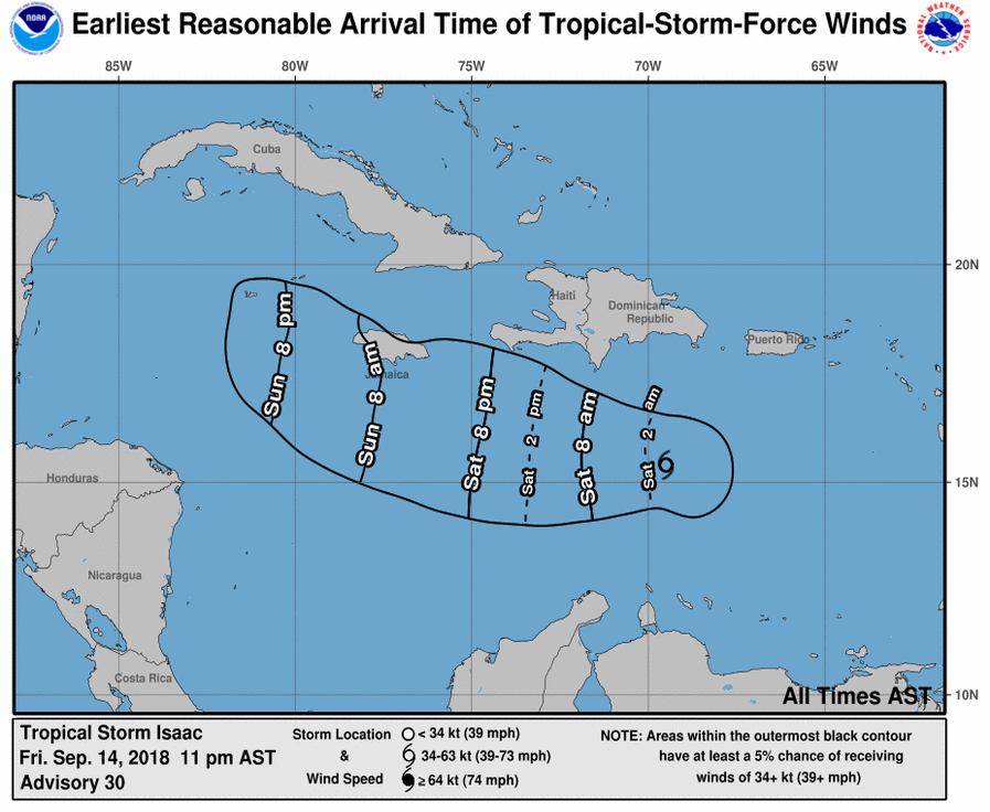 tempesta tropicale isaac tempi arrivo