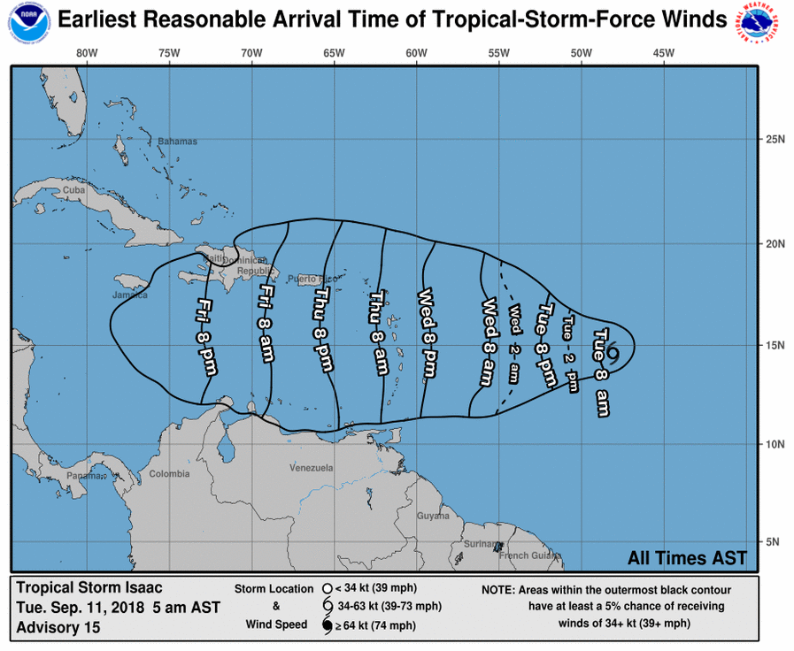 tempesta tropicale isaac tempi arrivo