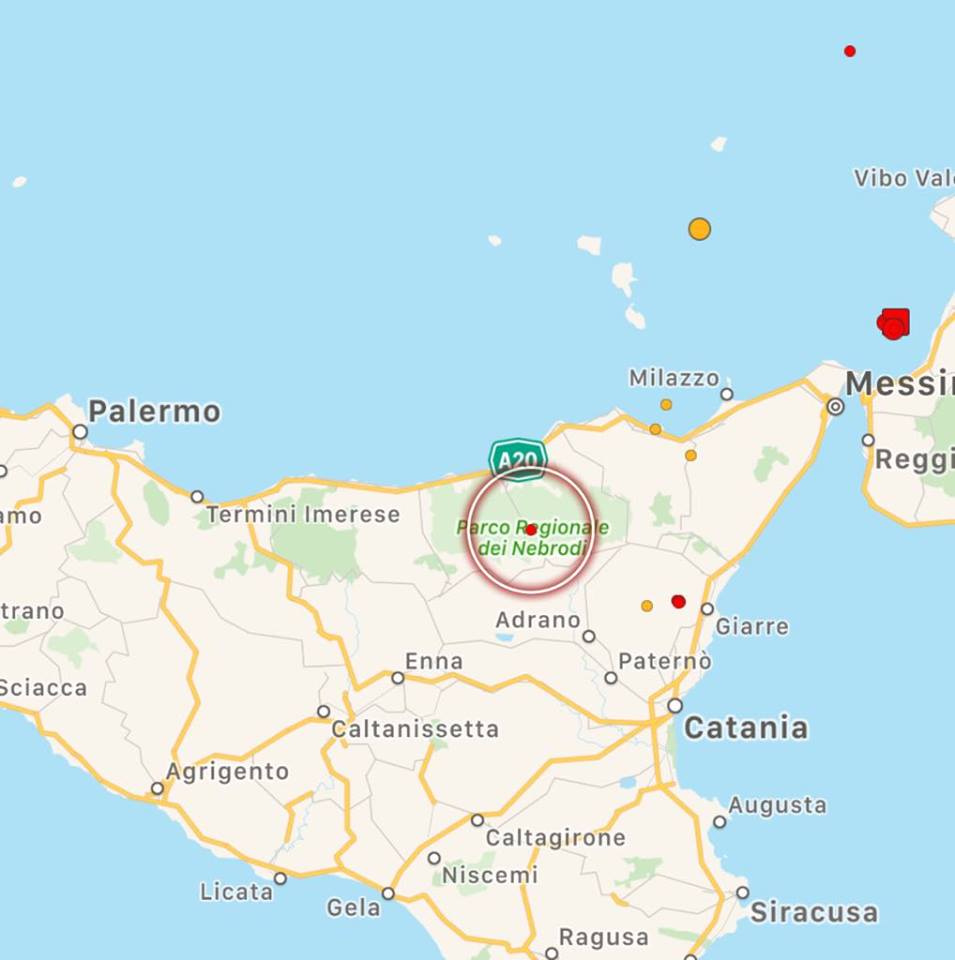 terremoto San Teodoro Messina Sicilia