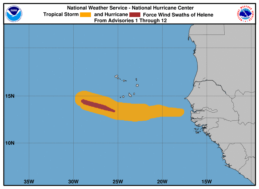 uragano helene storia venti