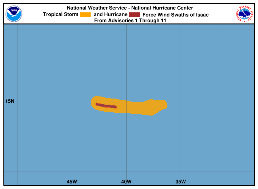 uragano isaac storia venti