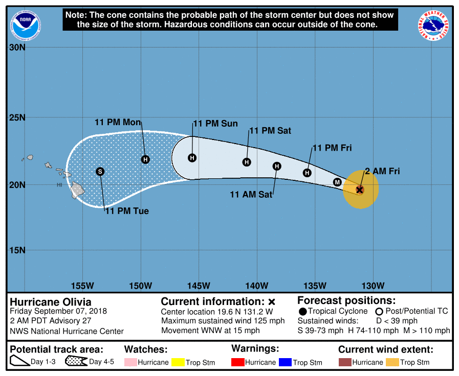 uragano olivia hawaii
