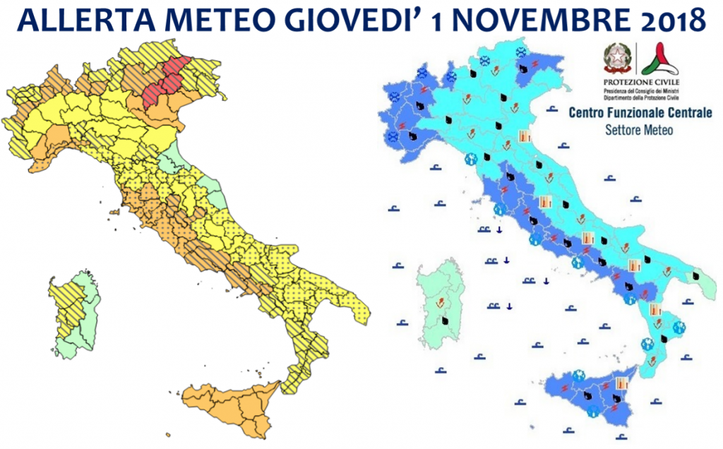 Allerta Meteo Giovedì 1 Novembre 20187