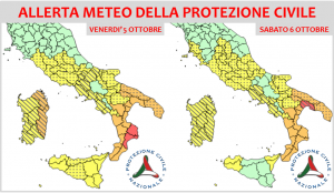 Allerta Meteo Protezione Civile 5 e 6 Ottobre 2018