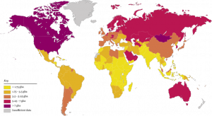 Global map of Ecological Footprint of consumption 2014
