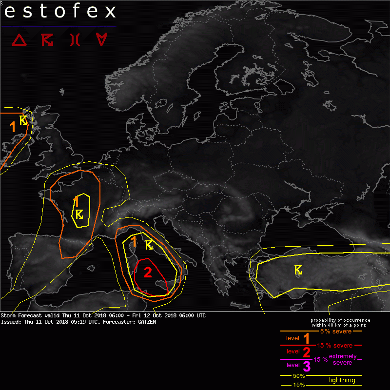 allerta meteo estofex 11 12 ottobre