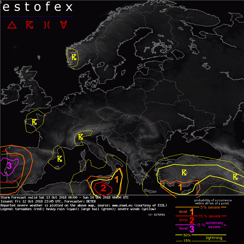 allerta meteo estofex 12 14 ottobre