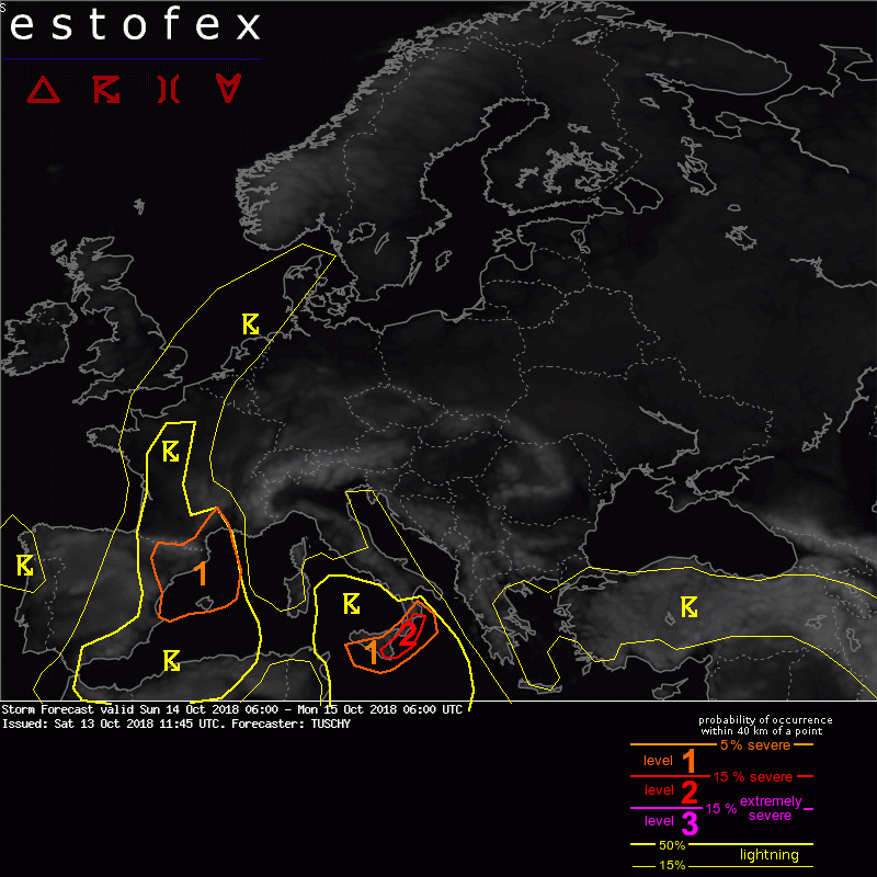allerta meteo estofex 14 15 ottobre