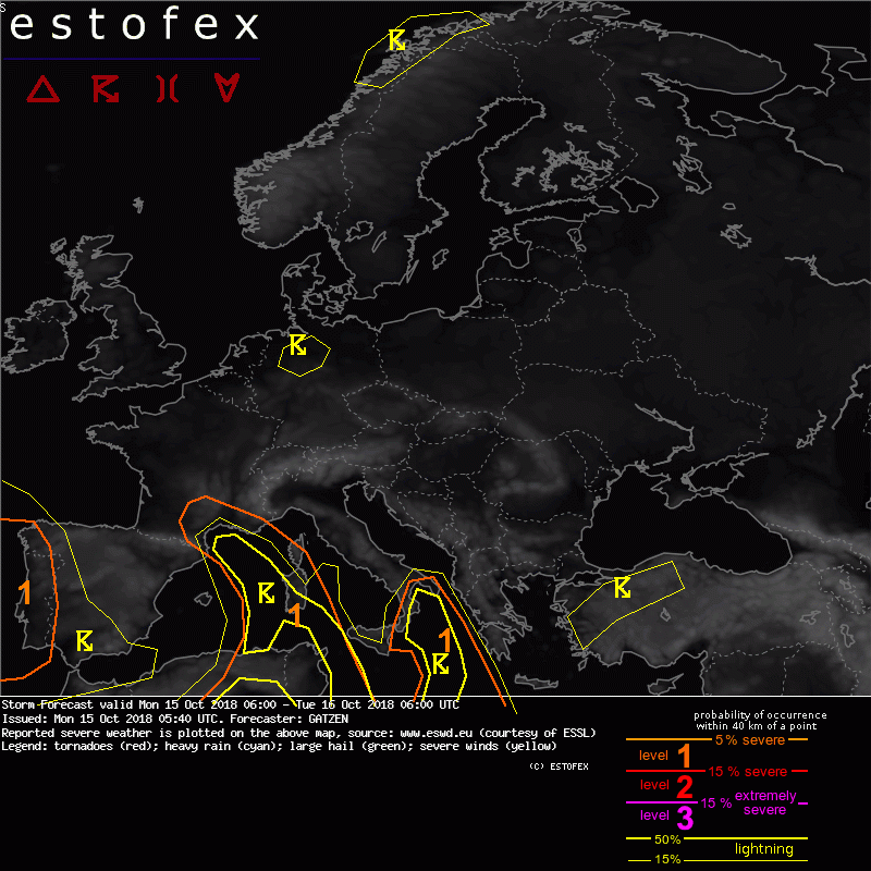 allerta meteo estofex 15 16 ottobre