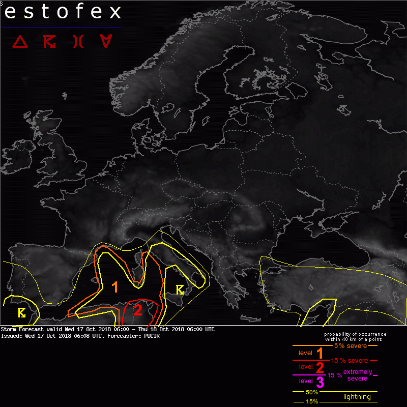 allerta meteo estofex 17 18 ottobre