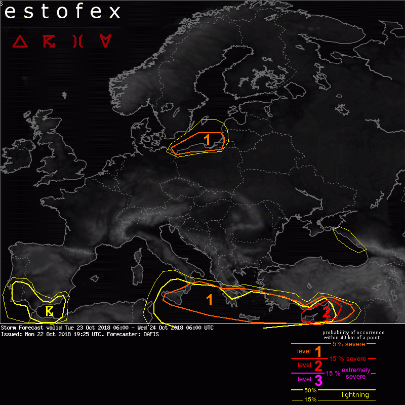 allerta meteo estofex 23 24 ottobre