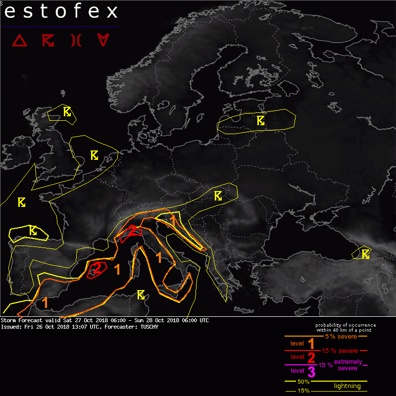 allerta meteo estofex 27 28 ottobre