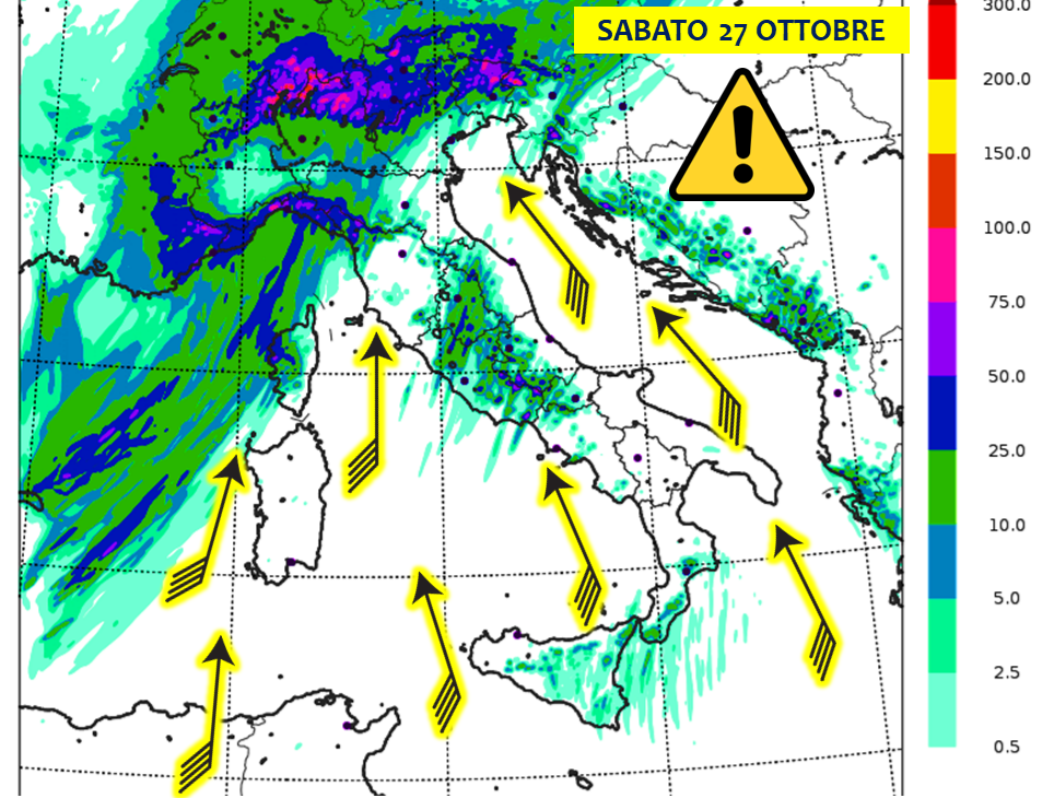 allerta meteo sabato 27 ottobre