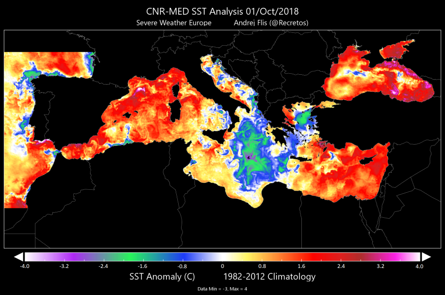anomalia temperature mediterraneo 1 ottobre