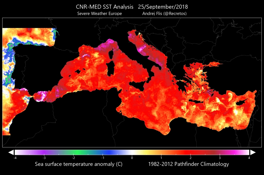 anomalia temperature mediterraneo 25 settembre