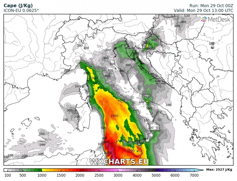 maltempo italia 29 ottobre CAPE
