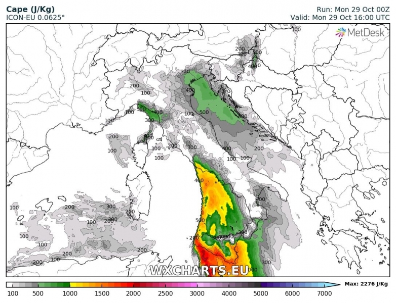 maltempo italia 29 ottobre CAPE