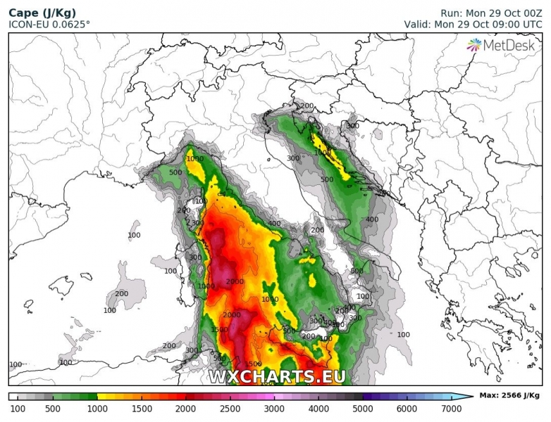 maltempo italia 29 ottobre CAPE