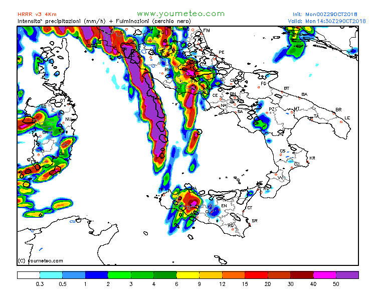 maltempo italia 29 ottobre precipitazioni