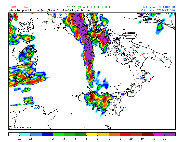maltempo italia 29 ottobre precipitazioni