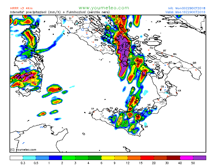 maltempo italia 29 ottobre precipitazioni