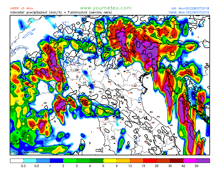 maltempo italia 29 ottobre precipitazioni