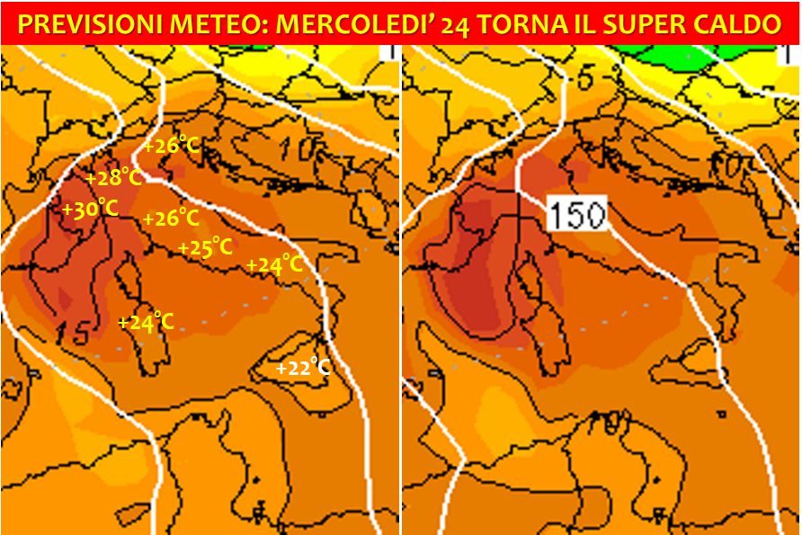 meteo 24 ottobre super caldo