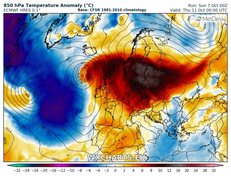 previsioni meteo caldo europa 11 ottobre anomalia termica 2