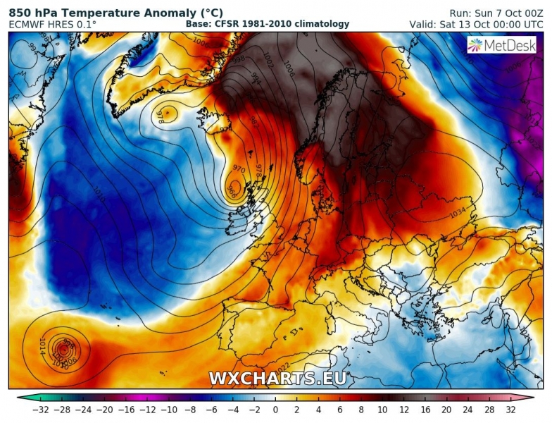 previsioni meteo caldo europa 13 ottobre anomalia termica 2