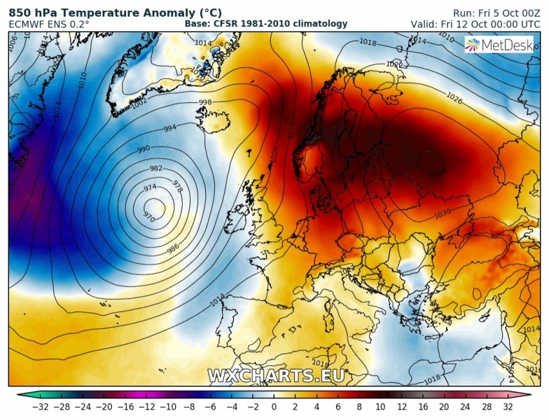 previsioni meteo europa 12 ottobre anomalia termica