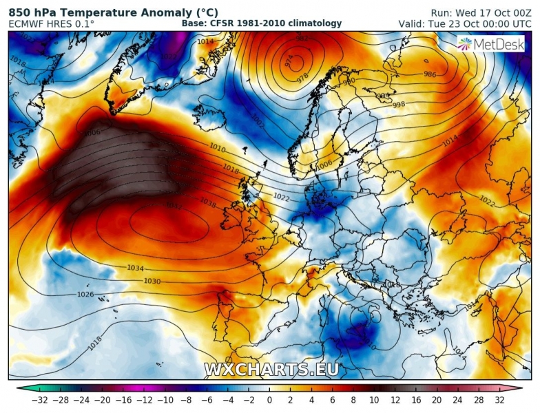 previsioni meteo freddo europa 23 ottobre anomalia termica