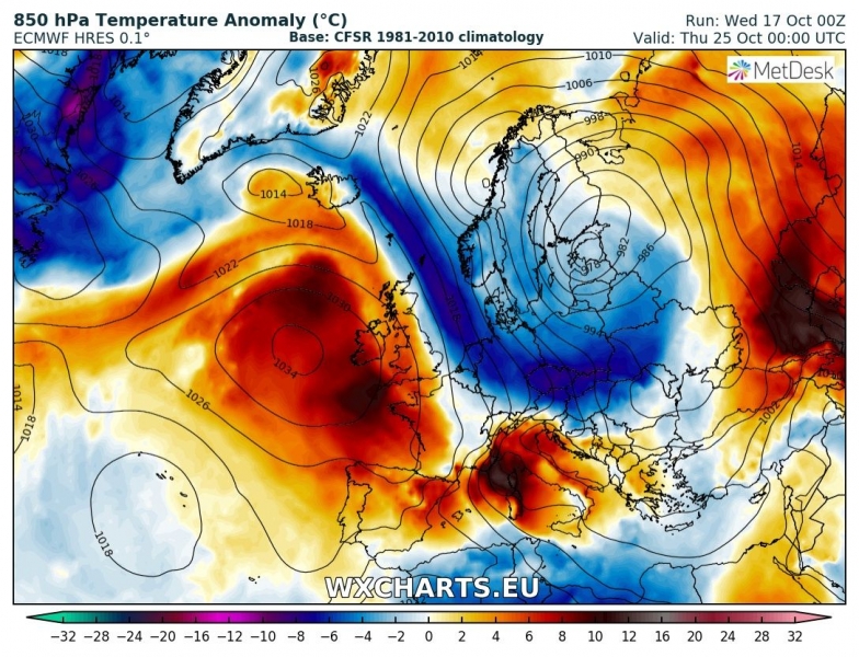 previsioni meteo freddo europa 25 ottobre anomalia termica