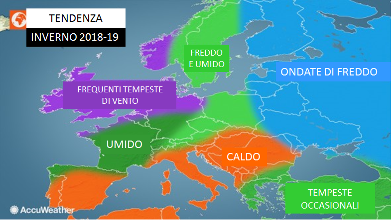 previsioni meteo inverno europa 2018-2019
