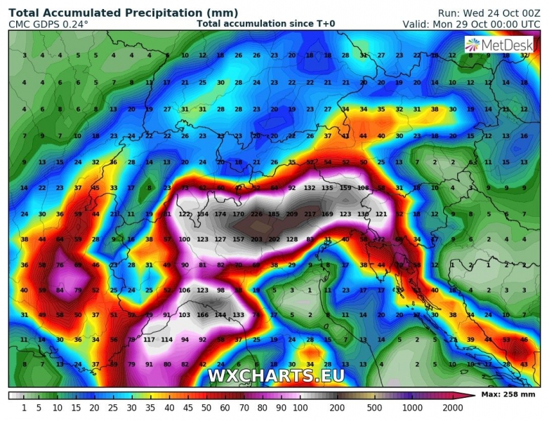 previsioni meteo maltempo italia 29 ottobre precipitazioni totali
