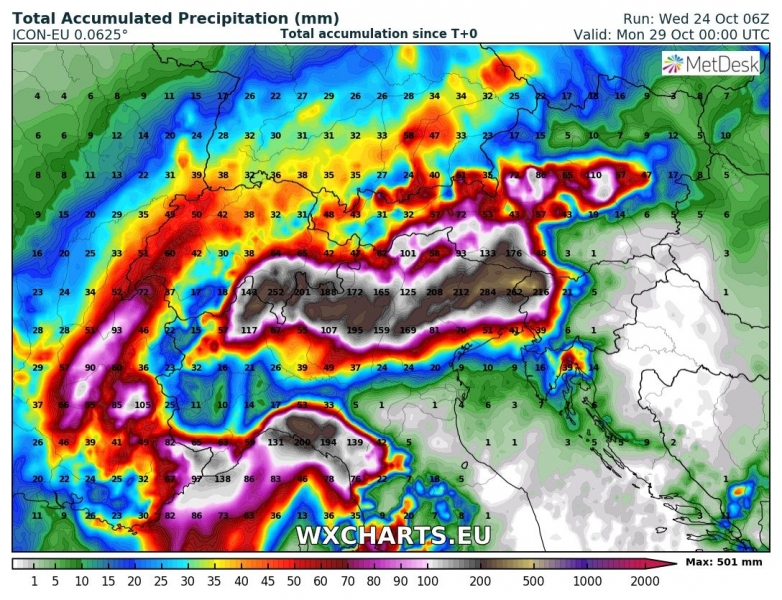 previsioni meteo maltempo italia 29 ottobre precipitazioni totali