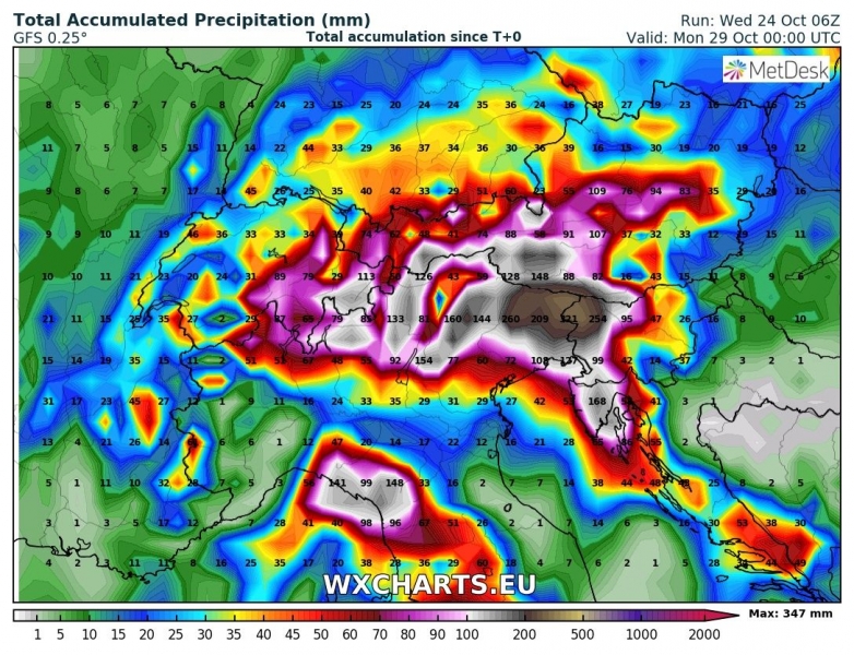 previsioni meteo maltempo italia 29 ottobre precipitazioni totali