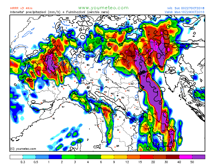 previsioni meteo maltempo mediterraneo 29 ottobre precipitazioni italia
