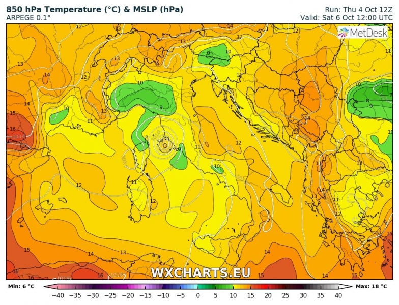 previsioni meteo medicane tirreno 6 ottobre 2