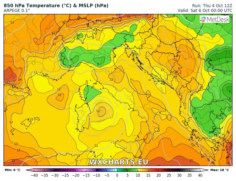 previsioni meteo medicane tirreno 6 ottobre