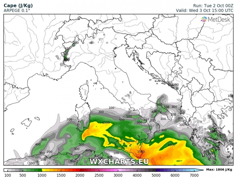 previsioni meteo mediterraneo 3 ottobre cape