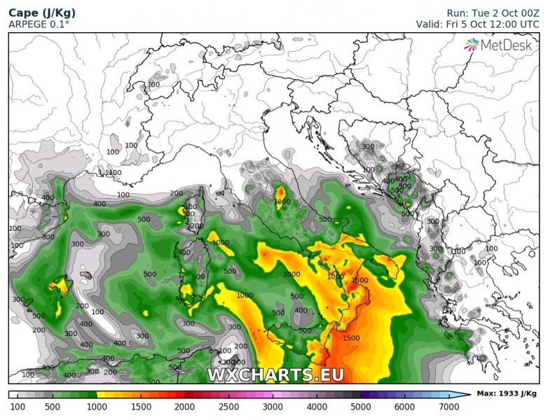 previsioni meteo mediterraneo 5 ottobre cape