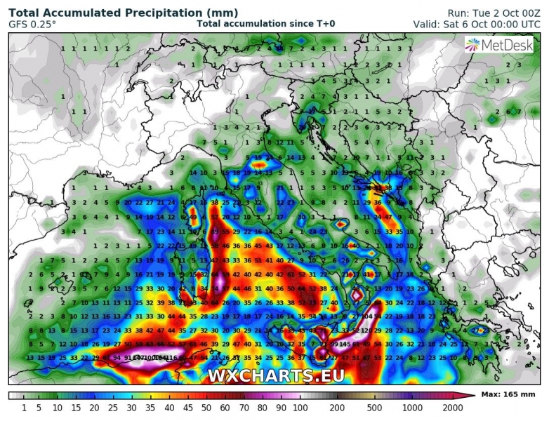 previsioni meteo mediterraneo 6 ottobre precipitazioni totali 3