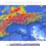 Previsioni Meteo: weekend di neve sulle Alpi centro-occidentali, rischio alluvioni sul settore meridionale [MAPPE]