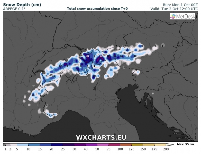 previsioni neve alpi